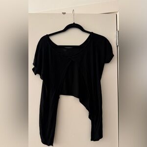 BRANDY MELVILLE Black Women's Short Sleeve Crop Top with open back
